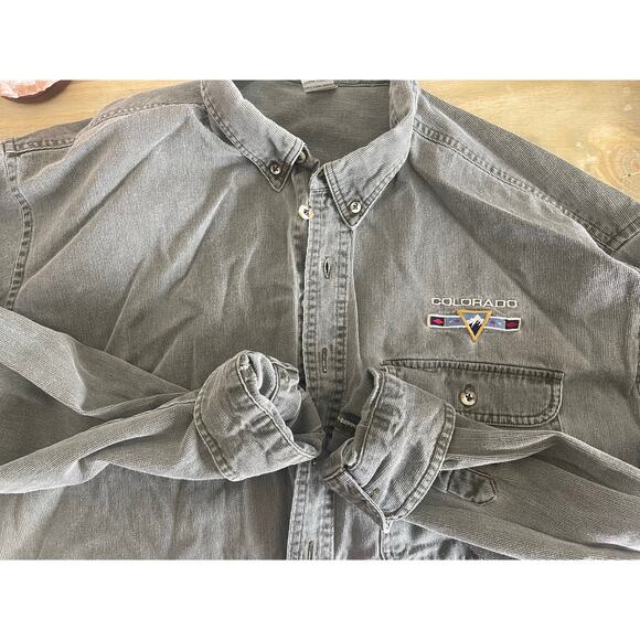 VTG Oversized Embroidered Green Corduroy Colorado Button Up Mens XL - Picture 1 of 6